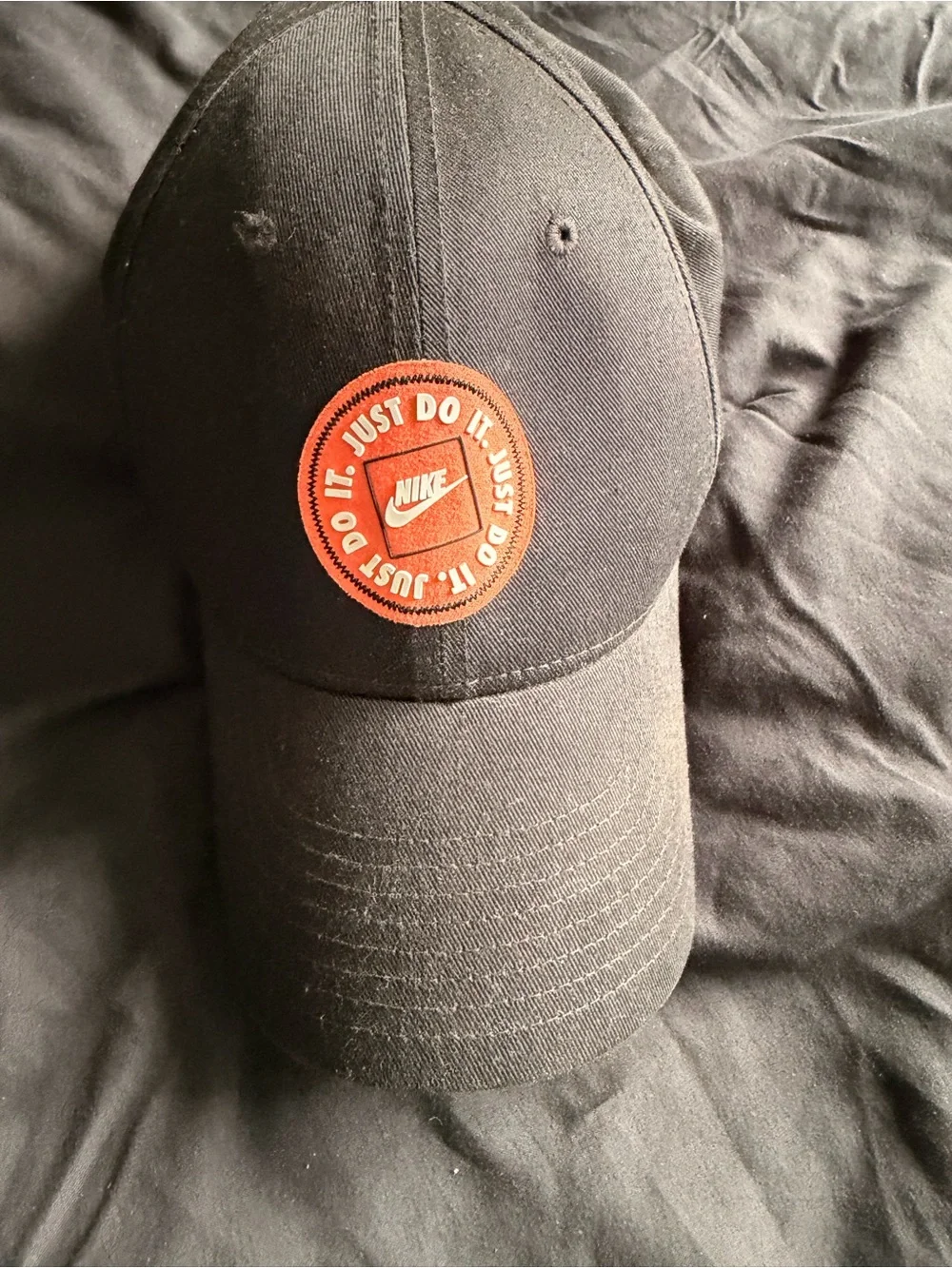 Nike Men’s Black Baseball Cap with Orange 'Just Do It' Badge